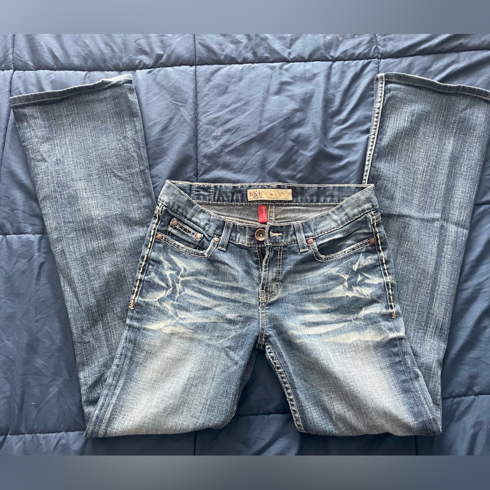 Buckle boot cut jeans